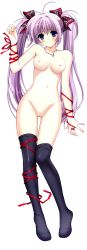 Rule 34 | 00s, 1girl, absurdres, blue eyes, blush, breasts, hair ribbon, highres, jewelry, long hair, long image, looking at viewer, navel, necklace, nude, nude filter, primula, purple hair, pussy, ribbon, shuffle!, solo, suzuhira hiro, tall image, third-party edit, twintails, uncensored