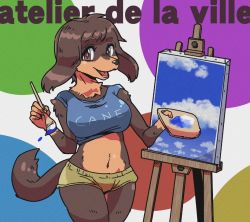 1girl brown_eyes brown_hair furry furry_female nikuq_owata painter short_hair solo