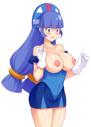 Rule 34 | 1girl, breasts, dress, glasses, gloves, gluko, highres, large breasts, long hair, mon colle knights, nipples, rokumon tengai mon colle knight, solo, standing, tagme, topless