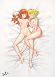 Rule 34 | 2girls, absurdres, amitie (puyopuyo), arle nadja, highres, multiple girls, nude, on bed, puyopuyo, sleeping, yuri