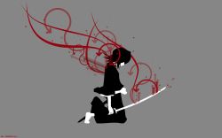 Rule 34 | arrow (symbol), bleach, blood, highres, kuchiki rukia, minimalist, obsidian, spot color, sword, wallpaper, weapon