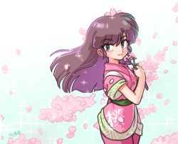 Rule 34 | 1girl, cherry blossoms, japanese clothes, kuonji ukyou, ranma 1/2, smile, solo, wanta (futoshi)