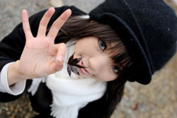Rule 34 | 1girl, asian, kipi-san, leaf, long hair, looking at viewer, outdoors, photo (medium), scarf, solo, tagme