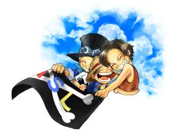 Rule 34 | 3boys, brothers, flag, male focus, monkey d. luffy, multiple boys, one piece, portgas d. ace, sabo (one piece), siblings, aged down