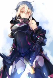 Rule 34 | 1girl, armor, artoria pendragon (fate), bad id, bad pixiv id, blonde hair, bodysuit, breasts, contrapposto, excalibur (fate/stay night), fate/grand order, fate (series), fukuda935, garter straps, hair between eyes, medium breasts, mysterious heroine x alter (fate), mysterious heroine x alter (third ascension) (fate), open mouth, pauldrons, shoulder armor, single pauldron, solo, sword, thighhighs, thighs, weapon, yellow eyes