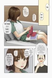 Rule 34 | 1boy, 1girl, brown hair, english text, faceless, faceless male, hard-translated, highres, potato iida, short hair, speech bubble, tagme, text focus, third-party edit, translated