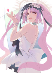 Rule 34 | absurdres, ancient greek clothes, euryale (fate), fate/grand order, fate (series), greco-roman clothes, highres, purple eyes, purple hair, shoulder blades, twintails