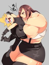 Rule 34 | 1boy, 1girl, asphyxiation, bearhug, brown hair, choking, cloud strife, elbow gloves, final fantasy, final fantasy vii, foaming at the mouth, gloves, height difference, highres, lips, miniskirt, muscular, muscular female, panties, pantyshot, skirt, squarewave, thick thighs, thighs, tifa lockhart, underwear