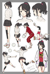 Rule 34 | 10s, 1girl, ball, black eyes, black hair, black shorts, black skirt, border, bow, earbuds, earphones, falling, hair bow, hair ornament, hairclip, hands in pockets, highres, holding, holding ball, hood, hoodie, jumping, long sleeves, looking at viewer, medium hair, miniskirt, multiple views, open clothes, open hoodie, panties, pantyshot, persona, persona 5, playing sports, pleated skirt, ponytail, shirt, shoes, short shorts, shorts, skirt, sneakers, sportswear, spread legs, standing, suzui shiho, track suit, underwear, volleyball, volleyball (object), volleyball uniform, werkbau, white hoodie, white panties, white shirt