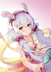 Rule 34 | 1girl, animal ears, azur lane, breasts, chinese clothes, female focus, hanfu, laffey (azur lane), laffey (white rabbit welcomes the spring) (azur lane), long hair, looking at viewer, open mouth, rabbit ears, ruqun, small breasts, solo, tuanshan, white hair