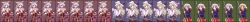 Rule 34 | 3girls, absurdres, alphes (style), expressions, female focus, highres, long image, multiple girls, multiple views, parody, pfalz, reisen, simple background, standing, style parody, touhou, watatsuki no toyohime, watatsuki no yorihime, wide image