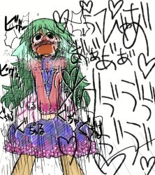 Rule 34 | aged down, akaishi shiroishi, blush, crying, crying with eyes open, dress, green hair, japanese text, leaking, rape, screaming, shaking, tears, tentacle panties, tentacle sex, tentacles, tentacles under clothes, thighhighs, translation request