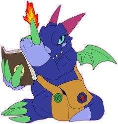Rule 34 | book, claws, digimon, fire, highres, horns, rurimon, tail, wings