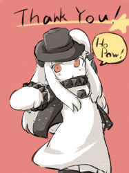 Rule 34 | 10s, 1girl, abyssal ship, bad id, bad pixiv id, cosplay, engiyoshi, fedora, hat, horns, kantai collection, long hair, looking at viewer, michael jackson, michael jackson (cosplay), mittens, northern ocean princess, open mouth, pale skin, red eyes, solo, white hair