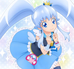 Rule 34 | 10s, 1girl, bad id, bad pixiv id, blue eyes, blue hair, blue skirt, brooch, crown, cure princess, happinesscharge precure!, heart, heart brooch, long hair, magical girl, matching hair/eyes, mini crown, mizuha (mzhzn), necktie, precure, shirayuki hime, sidelocks, skirt, smile, solo, twintails, wrist cuffs