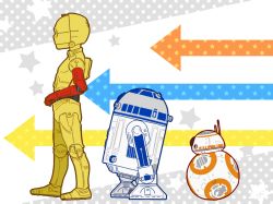 Rule 34 | android, arrow (symbol), astromech droid, bb-8, c-3po, kaniharu, mecha, no humans, profile, r2-d2, robot, science fiction, star (symbol), star wars