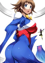 Rule 34 | 10s, 2girls, allenby beardsley, allenby beardsley (cosplay), ass, ayame (gundam build divers), black bodysuit, blue bodysuit, blue eyes, blush, bodysuit, breasts, brown hair, commentary request, cosplay, covered erect nipples, crossover, from behind, g gundam, gundam, gundam build divers, haro, highres, huge breasts, impossible bodysuit, impossible clothes, long hair, looking at viewer, looking back, mask, mobile trace suit, mouth mask, multicolored bodysuit, multicolored clothes, multiple girls, nanase nanami (gundam build divers), ninja, parody, purple eyes, purple hair, scarf, shiny clothes, shiny skin, short hair, simple background, skin tight, standing, tsukasawa takamatsu, white background