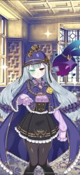 Rule 34 | 1girl, artist request, blue-tinted eyewear, blush, character request, dress, female focus, ghost, gothic wa mahou otome, grey hair, hat, highres, long hair, monocle, purple eyes, scouter, skirt, tagme, thighs, tinted eyewear