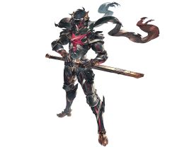 Rule 34 | 1boy, black hair, black scarf, bodysuit, drawing sword, fighting stance, full body, granblue fantasy, holding, holding sword, holding weapon, male focus, mask, minaba hideo, nicholas (granblue fantasy), official art, ready to draw, scabbard, scarf, sheath, solo, standing, sword, transparent background, weapon