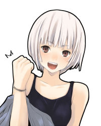 Rule 34 | 1girl, chisato (zyklus), clenched hand, original, short hair, solo, white hair