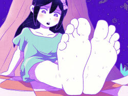 Rule 34 | artist request, aubrey (headspace) (omori), aubrey (omori), feet, foot focus, omori, soles, sweat, tagme, toes