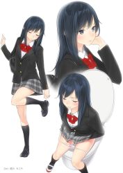 Rule 34 | 10s, 1girl, alternate costume, ama mitsuki, asashio (kancolle), bath, bathroom, black hair, blazer, blouse, blue eyes, blush, breasts, casual, closed eyes, commentary, dated, from above, from side, full body, implied masturbation, jacket, kantai collection, lips, loafers, long hair, looking at viewer, miniskirt, multiple views, necktie, panties, panty pull, plaid, plaid skirt, portrait, red necktie, ruffling hair, school uniform, shirt, shoes, sitting, skirt, small breasts, swept bangs, thighs, toilet, toilet use, tsurime, underwear, uwabaki, white panties, white shirt