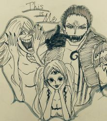 Rule 34 | 1boy, 2girls, age difference, brother and sister, charlotte brulee, charlotte katakuri, charlotte pudding, multiple girls, one piece, siblings, smile