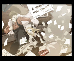 Rule 34 | 00s, 1boy, 1girl, 2009, animal costume, animal print, baccano!, cow costume, cow print, isaac dian, mail, miria harvent, new year, tansuke
