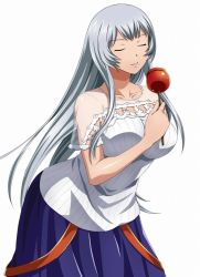 Rule 34 | 00s, 1girl, breasts, chouun shiryuu, closed eyes, ikkitousen, large breasts, long hair, official art, smile, solo, white background, white hair