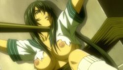 Rule 34 | 00s, 1girl, animated, animated gif, bdsm, bondage, bound, breasts, female focus, ikkitousen, kan&#039;u unchou, large breasts, lowres, nipples, no bra, panties, ryona, screencap, solo, torn clothes, torture, underwear
