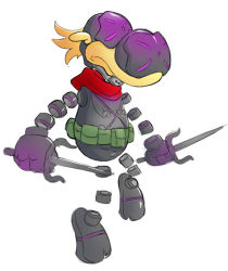 Rule 34 | 1boy, cyborg, disembodied hand, dual wielding, fusion, greenmarine, hexafusion, holding, magnet, metal gear (series), metal gear rising: revengeance, monsoon (metal gear rising), power connection, rayman, rayman (character), rayman limbs, red scarf, sai (weapon), scarf, trait connection