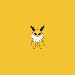 afuron animal_focus black_eyes bright_pupils commentary_request creatures_(company) game_freak gen_1_pokemon highres jolteon looking_at_viewer nintendo no_humans pokemon pokemon_(creature) simple_background sitting solo white_pupils yellow_background