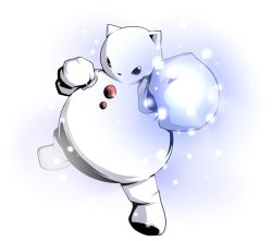 Rule 34 | clenched hand, digimon, energy, simple background, snowman, solo, white background, yukidarumon