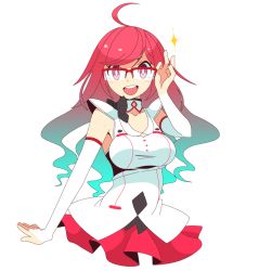 Rule 34 | 1girl, ahoge, bemani, blue hair, blush, glasses, long hair, looking at viewer, multicolored hair, mzh, pink hair, rasis, skirt, solo, sound voltex, sound voltex ii infinite infection