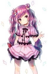 Rule 34 | 1girl, absurdres, bad id, bad twitter id, blue ribbon, capelet, crescent, crescent hair ornament, double bun, hair ornament, hair ribbon, highres, long hair, looking at viewer, patchouli knowledge, purple eyes, purple hair, purple skirt, pyonsuke (pyon2 mfg), red ribbon, ribbon, simple background, sketch, skirt, smile, solo, touhou, tress ribbon, waving, white background