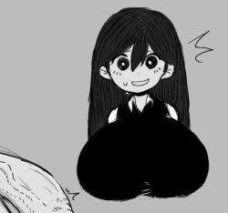 Rule 34 | 1boy, 1girl, big sis, black eyes, black hair, blouse, blush, breasts, brother and sister, huge breasts, imminent incest, imminent paizuri, incest, little brother, long hair, mari (faraway) (omori), mari (omori), marisol (omori), mochikirb, older sister, omori, penis, shirt, siblings, simple background, sunny (omori), vest, younger bro