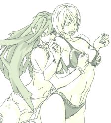 Rule 34 | 2girls, bad id, bad pixiv id, bra, grabbing another&#039;s breast, breasts, from behind, grabbing, groping, inactive account, large breasts, lingerie, long hair, lowres, multiple girls, panties, short hair, toshiki, underwear, underwear only
