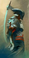 Rule 34 | 1boy, armor, energy sword, from side, helmet, male focus, ninja, resized, solo, sword, tekken, upscaled, weapon, yoshimitsu (namco)