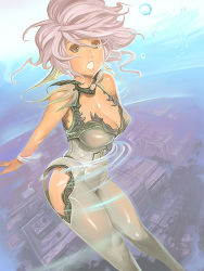Rule 34 | 1girl, :o, breasts, cleavage, kichin yarou, large breasts, no lineart, pink hair, solo, underwater