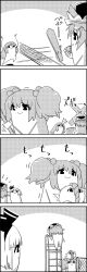 Rule 34 | 4koma, ^^^, arms up, blunt bangs, bound, carrying, climbing, comic, commentary request, from behind, greyscale, hair bobbles, hair ornament, hair tubes, hairband, hat, highres, holding, kisume, kochiya sanae, konpaku youmu, konpaku youmu (ghost), long hair, looking at another, monochrome, on head, rod of remorse, rope, shaded face, shiki eiki, short hair, smile, snake hair ornament, tani takeshi, tennis court, tennis net, tied up (nonsexual), touhou, translation request, twintails, very long hair, whistle, yukkuri shiteitte ne