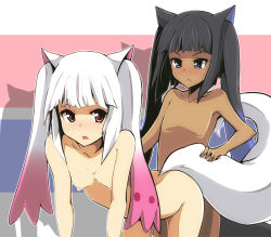 Rule 34 | 10s, :&lt;, all fours, androgynous, animal ears, annoyed, black hair, blue eyes, blue hair, dark persona, dark skin, dual persona, flat chest, gender request, gradient hair, kyubey, mahou shoujo madoka magica, mahou shoujo madoka magica (anime), multicolored hair, nipples, no nipples, nude, personification, pink eyes, pink hair, sex, shadow, tail, tanashi (mk2), white hair
