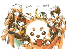 Rule 34 | 3boys, 3girls, ash ketchum, child, creatures (company), crossover, dawn (pokemon), dog, game freak, gen 1 pokemon, gen 4 pokemon, gintama, hat, kagura (gintama), multiple boys, multiple girls, nintendo, pikachu, piplup, pokemon, pokemon (anime), pokemon (creature), sadaharu, sakata gintoki, shimura shinpachi, shimura tae