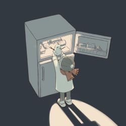 Rule 34 | avogado6, beanie, black background, child, coat, commentary request, from above, from behind, hat, holding, long sleeves, melting, original, outstretched arms, pants, red scarf, refrigerator, scarf, shoes, silhouette, snowman, solo, standing, stick