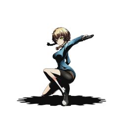 Rule 34 | 10s, 1girl, alpha transparency, amane suzuha, bike shorts, black shorts, blue sweater, braid, breasts, brown hair, divine gate, full body, green eyes, gun, holding, holding gun, holding weapon, looking at viewer, medium breasts, official art, on one knee, shadow, short hair with long locks, shorts, sidelocks, solo, steins;gate, sweater, transparent background, twin braids, ucmm, weapon