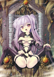 Rule 34 | 1girl, boots, brandish, brandish (h manga), breasts, chair, covered erect nipples, gloves, highres, larva, open mouth, pink hair, pussy, red eyes, rusty soul, solo, spread legs, tongue, twiska
