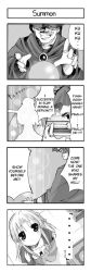 Rule 34 | 00s, 1boy, 1girl, 4koma, medea (fate), castko, comic, fate/stay night, fate (series), greyscale, hard-translated, long image, long sleeves, monochrome, tall image, third-party edit, translated