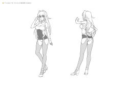 Rule 34 | 1girl, annerose vajra, ass, breasts, character sheet, female focus, full body, kagami hirotaka, koutetsu no majo anneroze, lilith-soft, long hair, looking at viewer, medium breasts, monochrome, multiple views, no bra, standing, aged down