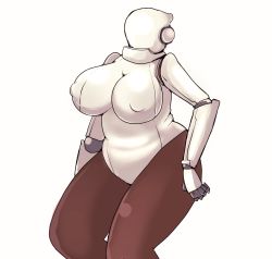 Rule 34 | 1girl, android, ass, bad id, bad twitter id, breasts, cyborg, east (eastbighelp), covered erect nipples, female focus, haydee (game), haydee (haydee), highres, huge ass, huge breasts, plump, robot, simple background, solo, thick thighs, thighs, white background