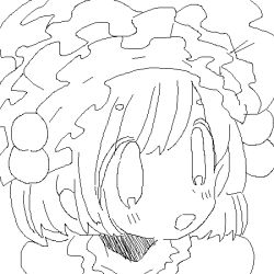 Rule 34 | 1girl, :d, animated, animated gif, close-up, frills, from side, greyscale, hair between eyes, hair bobbles, hair ornament, looking away, lowres, maid headdress, melting, monochrome, open mouth, original, portrait, rururoru, short hair, simple background, smile, solo, surreal, tareme, thick eyebrows, white background