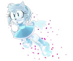 Rule 34 | 1girl, amy rose, animal nose, boots, chronocrump, dress, floating, full body, furry, furry female, ghost, gloves, hairband, highres, looking at viewer, short hair, solo, sonic (series), sonic frontiers, twitter username, watermark, white gloves, worried